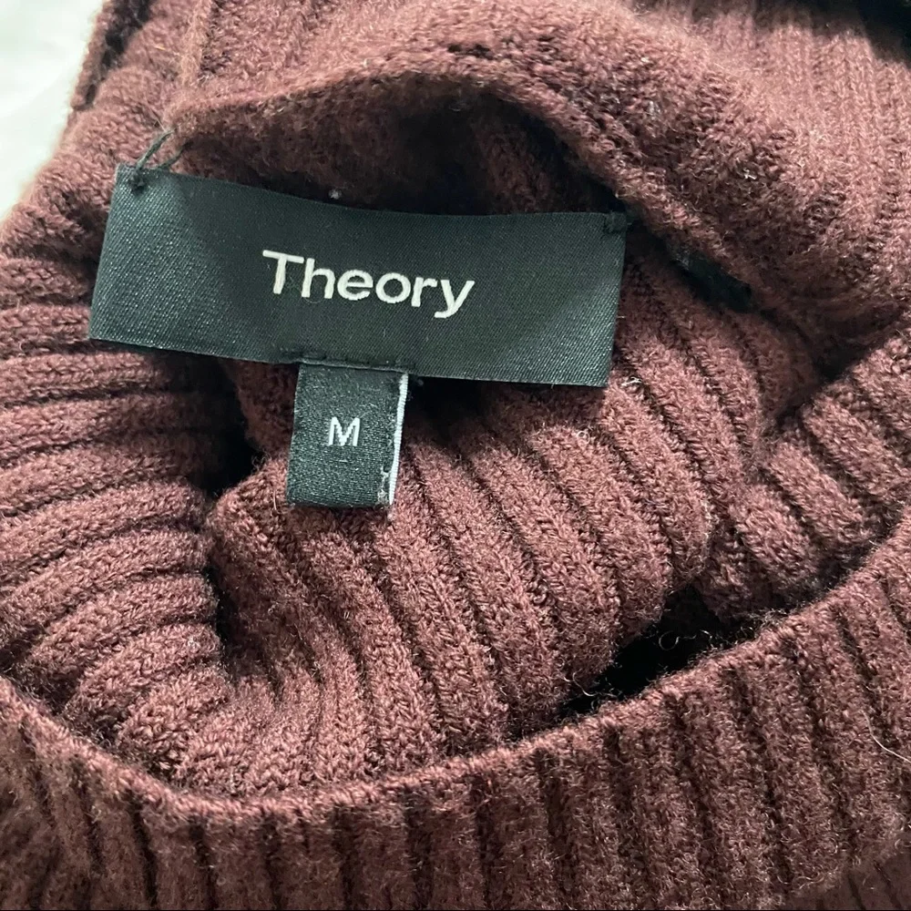 THEORY Burgundy Brown Ribbed Open Shoulder… - Picture 4 of 5